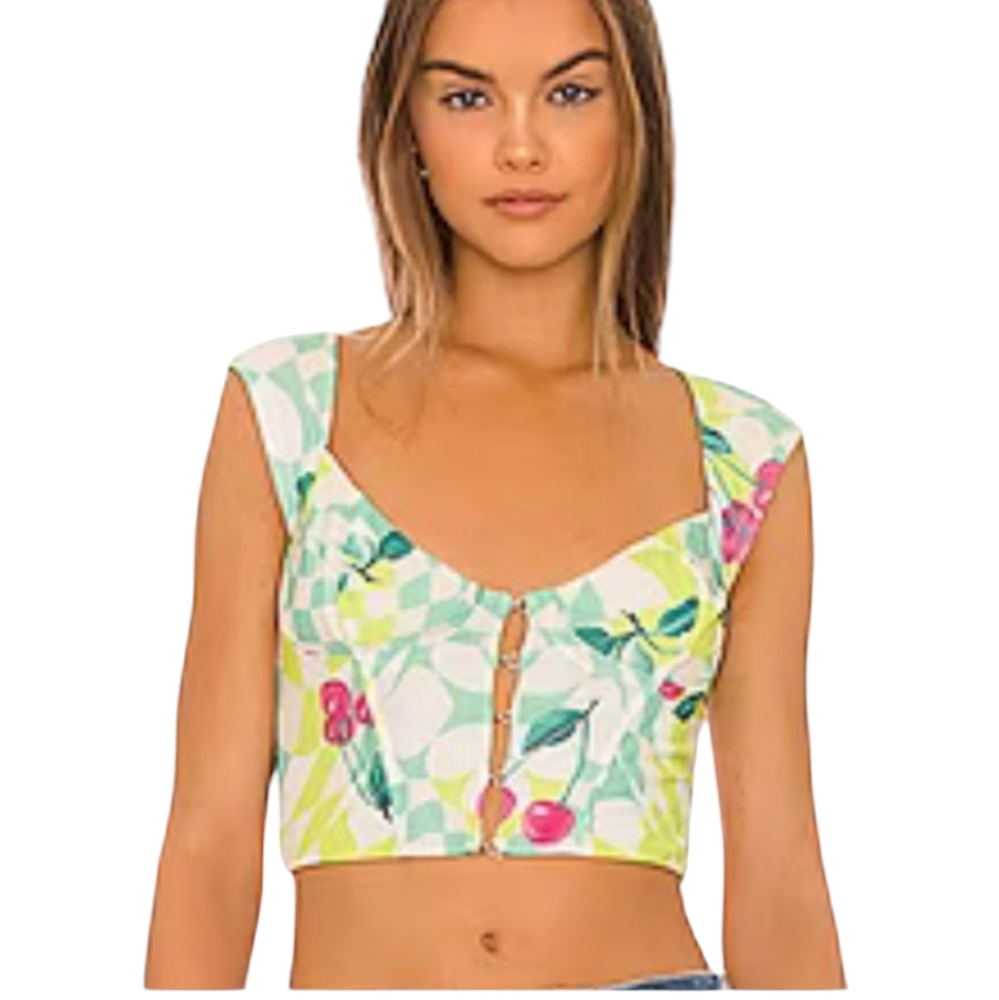 AFRM Bradlee Corset Top in Mint‎ Cherry NWT